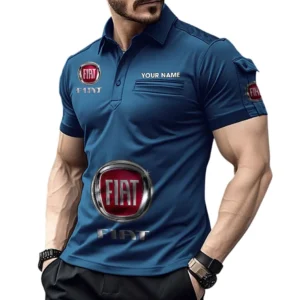 Fiat Poloshirt mit Tasche, All Over Print Pololshirt für Männer Fiat Fan CAR450051325370 - Marineblau