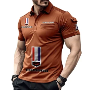 Chevrolet Camaro Poloshirt mit Tasche, All Over Print Pololshirt für Männer Chevrolet Camaro Fan CAR450051325371 - Orange