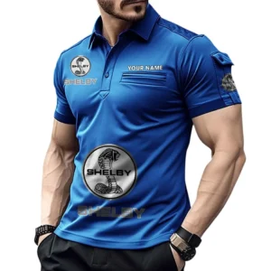 Ford Shelby Poloshirt mit Tasche, All Over Print Pololshirt für Männer Ford Shelby Fan CAR450051325372 - Blau