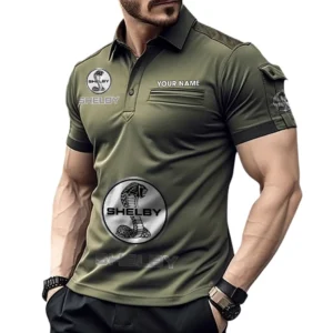 Ford Shelby Poloshirt mit Tasche, All Over Print Pololshirt für Männer Ford Shelby Fan CAR450051325372 - Grün