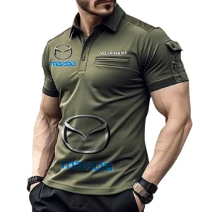 Mazda Poloshirt mit Tasche, All Over Print Pololshirt für Männer Mazda Fan CAR450051325373 - Grün