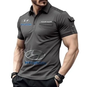 Hyundai Poloshirt mit Tasche, All Over Print Pololshirt für Männer Hyundai Fan CAR450051325374 - Grau