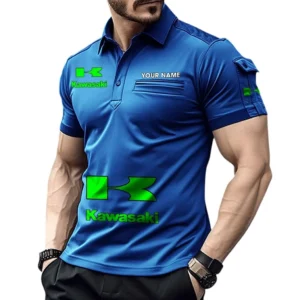Kawasaki Poloshirt mit Tasche, All Over Print Pololshirt für Männer Kawasaki Fan CAR450051325376 - Blau