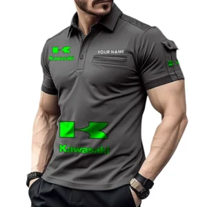 Kawasaki Poloshirt mit Tasche, All Over Print Pololshirt für Männer Kawasaki Fan CAR450051325376 - Grau