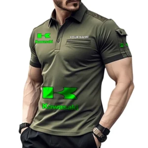 Kawasaki Poloshirt mit Tasche, All Over Print Pololshirt für Männer Kawasaki Fan CAR450051325376 - Grün