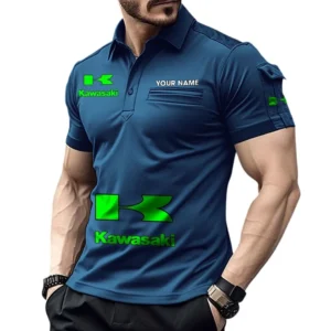 Kawasaki Poloshirt mit Tasche, All Over Print Pololshirt für Männer Kawasaki Fan CAR450051325376 - Marineblau