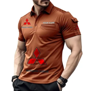 Mitsubishi Poloshirt mit Tasche, All Over Print Pololshirt für Männer Mitsubishi Fan CAR450051325377 - Orange