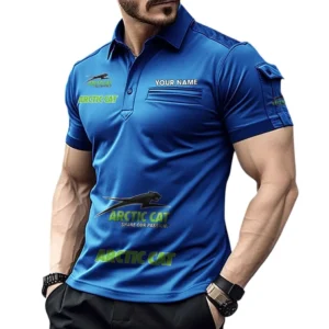 Arctic Cat Poloshirt mit Tasche, All Over Print Pololshirt für Männer Arctic Cat Fan CAR450051325379 - Blau