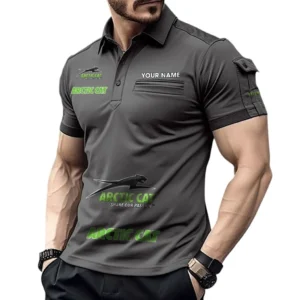 Arctic Cat Poloshirt mit Tasche, All Over Print Pololshirt für Männer Arctic Cat Fan CAR450051325379 - Grau