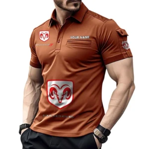 Dodge Poloshirt mit Tasche, All Over Print Pololshirt für Männer Dodge Fan CAR450051325380 - Orange