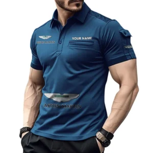 Aston Martin Poloshirt mit Tasche, All Over Print Pololshirt für Männer Aston Martin Fan CAR450051325381 - Marineblau