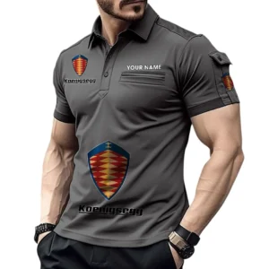 Koenigsegg Poloshirt mit Tasche, All Over Print Pololshirt für Männer Koenigsegg Fan CAR450051325383 - Grau