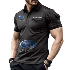 Subaru Poloshirt mit Tasche, All Over Print Pololshirt für Männer Subaru Fan CAR450051325384 - Schwarz