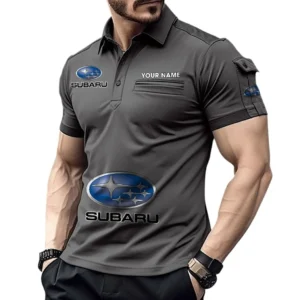 Subaru Poloshirt mit Tasche, All Over Print Pololshirt für Männer Subaru Fan CAR450051325384 - Grau