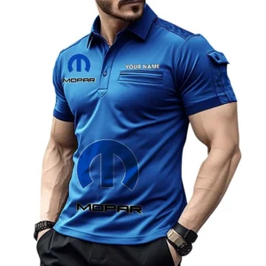Mopar Poloshirt mit Tasche, All Over Print Pololshirt für Männer Mopar Fan CAR450051325393 - Blau
