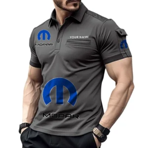 Mopar Poloshirt mit Tasche, All Over Print Pololshirt für Männer Mopar Fan CAR450051325393 - Grau