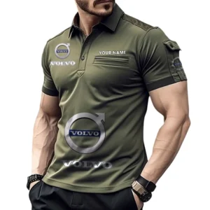 Volvo Poloshirt mit Tasche, All Over Print Pololshirt für Männer Volvo Fan CAR450051325396 - Grün