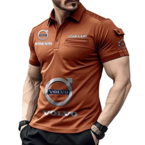 Volvo Poloshirt mit Tasche, All Over Print Pololshirt für Männer Volvo Fan CAR450051325396 - Orange