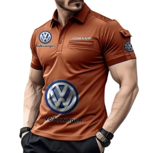 Volkswagen Poloshirt mit Tasche, All Over Print Pololshirt für Männer Volkswagen Fan CAR450051325397 - Orange