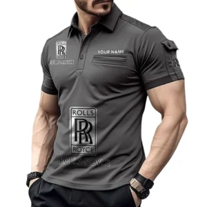 Rolls Royce Poloshirt mit Tasche, All Over Print Pololshirt für Männer Rolls Royce Fan CAR450051325398 - Grau