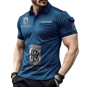 Rolls Royce Poloshirt mit Tasche, All Over Print Pololshirt für Männer Rolls Royce Fan CAR450051325398 - Marineblau