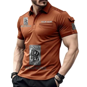 Rolls Royce Poloshirt mit Tasche, All Over Print Pololshirt für Männer Rolls Royce Fan CAR450051325398 - Orange