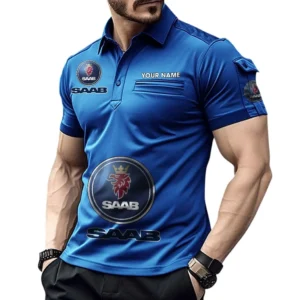 Saab Transparent Poloshirt mit Tasche, All Over Print Pololshirt für Männer Saab Transparent Fan CAR450051325400 - Blau