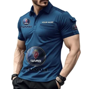 Saab Transparent Poloshirt mit Tasche, All Over Print Pololshirt für Männer Saab Transparent Fan CAR450051325400 - Marineblau