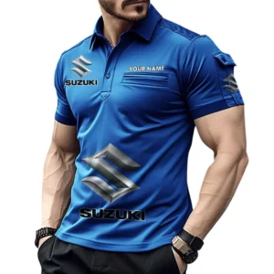 Suzuki Poloshirt mit Tasche, All Over Print Pololshirt für Männer Suzuki Fan CAR450051325402 - Blau
