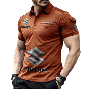Suzuki Poloshirt mit Tasche, All Over Print Pololshirt für Männer Suzuki Fan CAR450051325402 - Orange