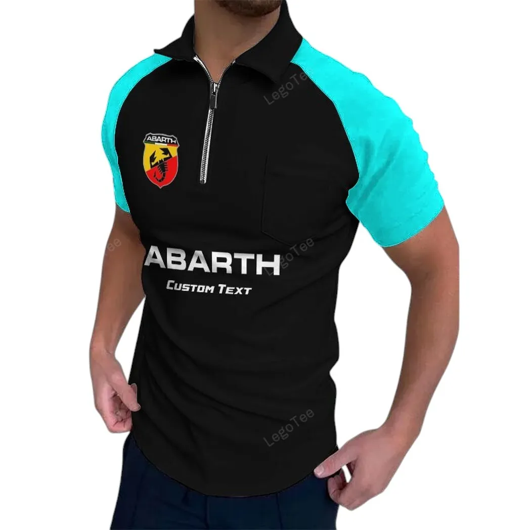 Abarth Poloshirt mit Reißverschluss, Geschenk für Abarth Fan - Cyan CAR129021025301-3