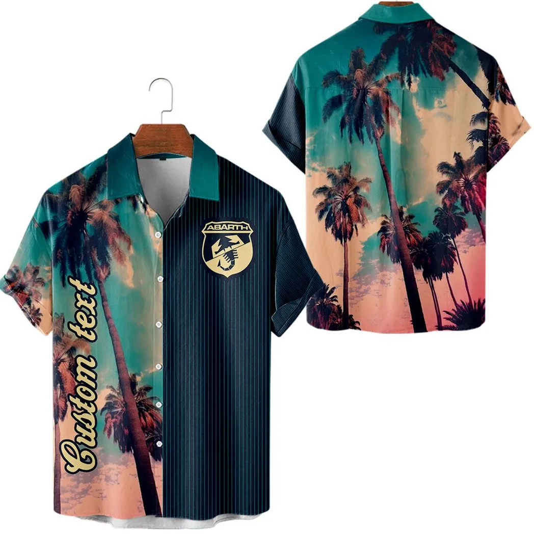 Abarth Vintage Hawaiihemd mit Palmen, Personalisiert Allover-Autodruck Hawaiian Shirt CAR431041625395