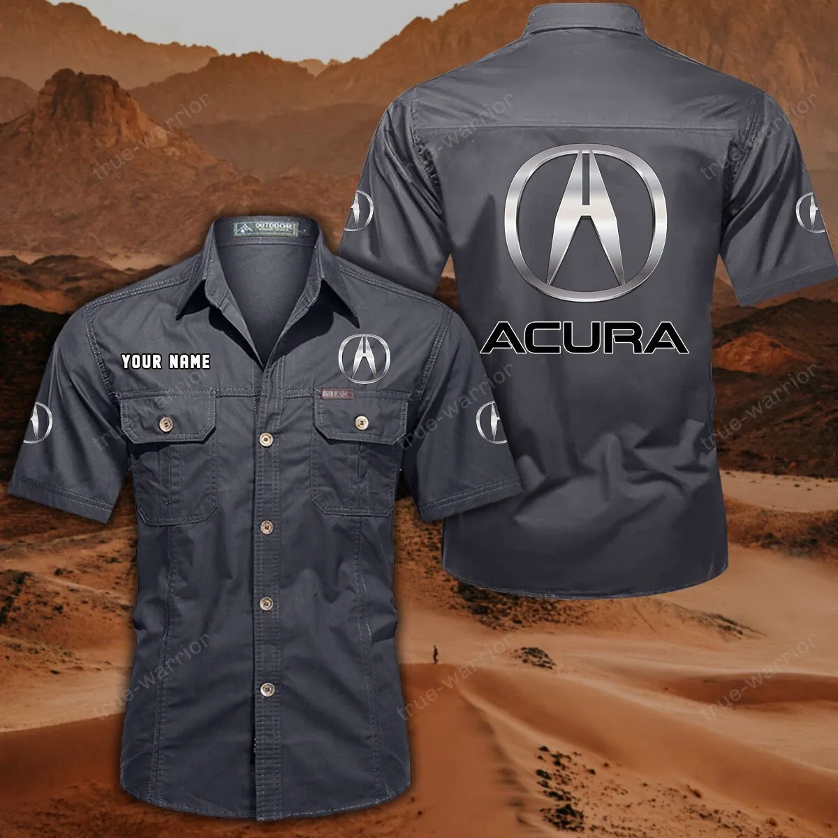 Acura Hemd mit kurzen Ärmeln, All-Over-Print Kurzarmhemd CAR444052625929 - Grau