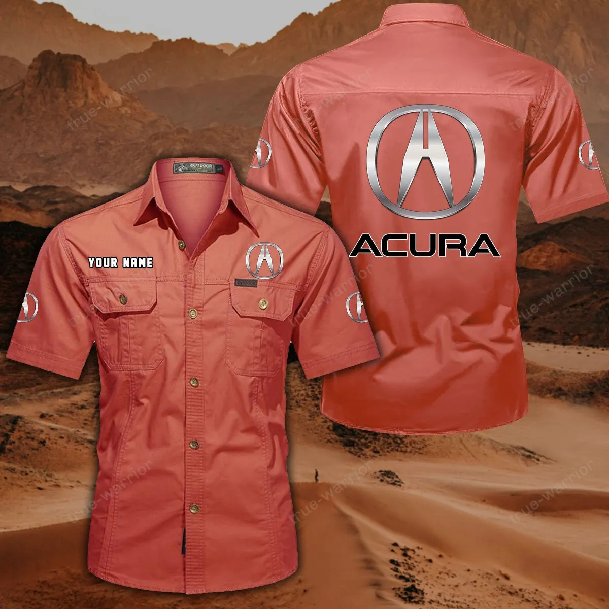 Acura Hemd mit kurzen Ärmeln, All-Over-Print Kurzarmhemd CAR444052625929 - Rot