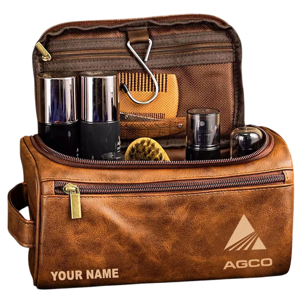 Agco Ledertasche, Personalisierte Kulturtasche - Gelbbraun CAR44205072506
