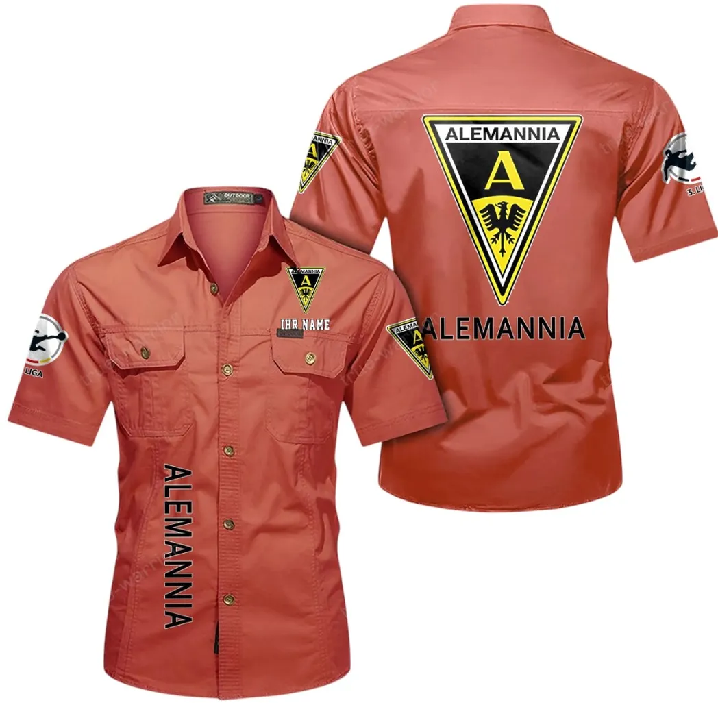 Alemannia Aachen Hemd mit kurzen Ärmeln, All-Over-Print Kurzarmhemd BDE11052625243 - Rot