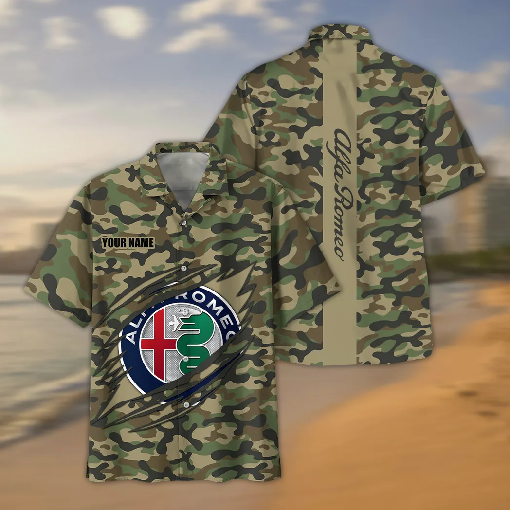 Alfa Romeo Hawaiihemd im Camouflage-Stil, Oversized CAR210040825688