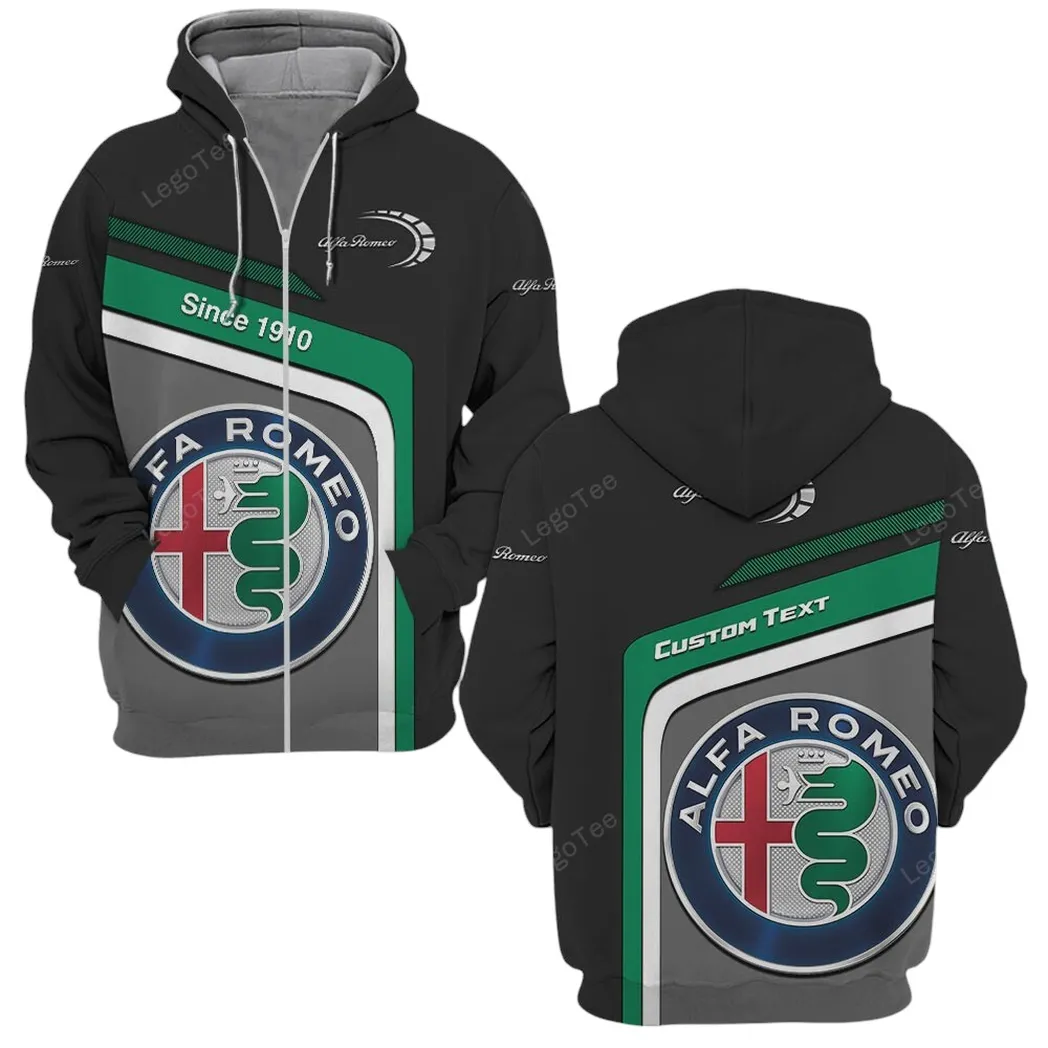 Alfa Romeo Hoodie mit reißverschluss, Allover-Druck Hoodie Alfa Romeo Fan CAR11103032501