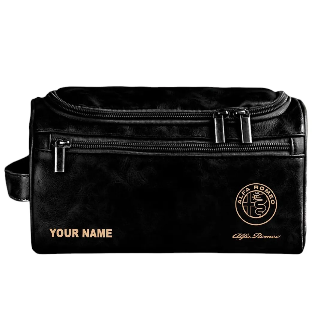 Alfa Romeo Ledertasche, Personalisierte Kulturtasche - Schwarz CAR44005072515