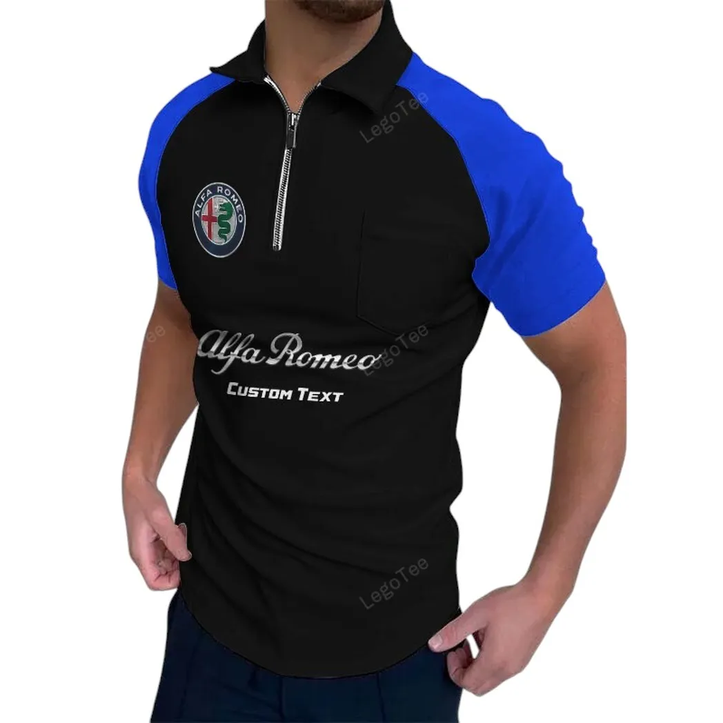 Alfa Romeo Poloshirt mit Reißverschluss, Geschenk für Alfa Romeo Fan - Blue CAR129021025258-1