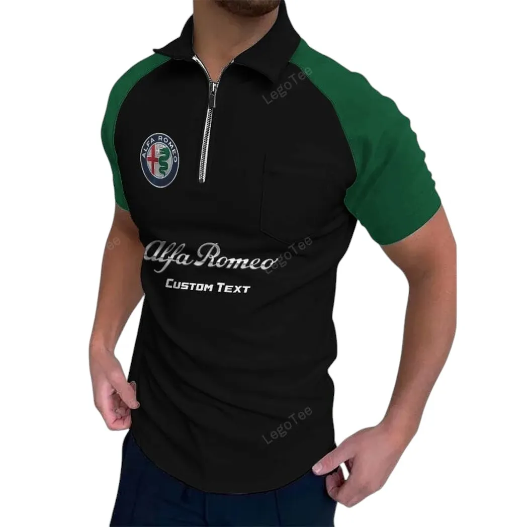 Alfa Romeo Poloshirt mit Reißverschluss, Geschenk für Alfa Romeo Fan - Green CAR129021025258-5