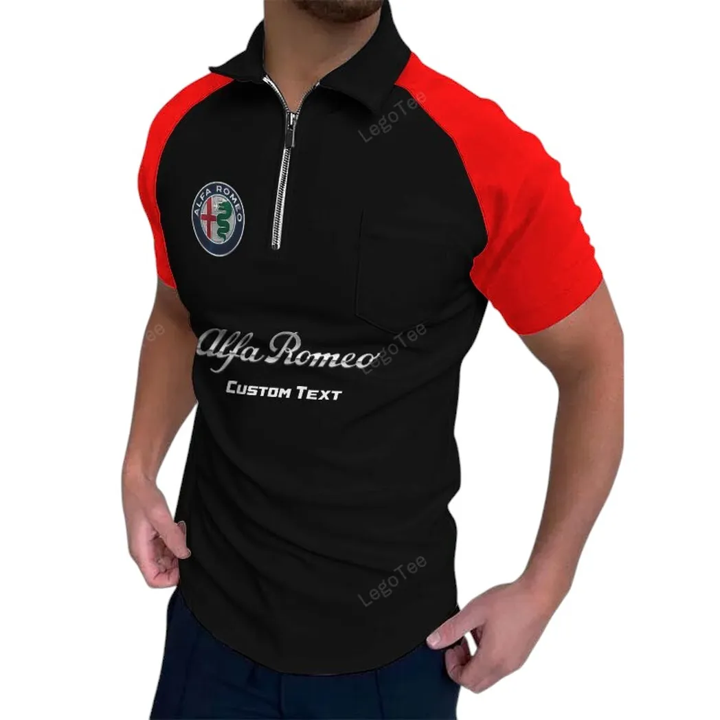 Alfa Romeo Poloshirt mit Reißverschluss, Geschenk für Alfa Romeo Fan - Red CAR129021025258-6