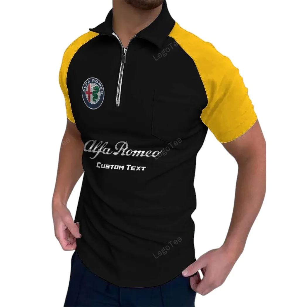 Alfa Romeo Poloshirt mit Reißverschluss, Geschenk für Alfa Romeo Fan - Yellow CAR129021025258-7
