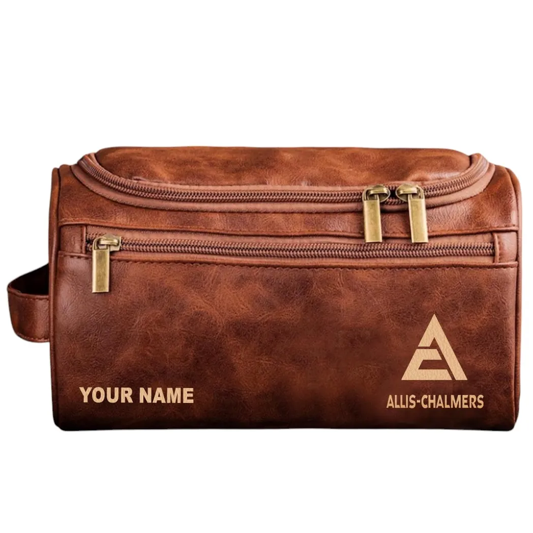 Allis Chalmers Ledertasche, Personalisierte Kulturtasche - Rotbraun CAR44205072508