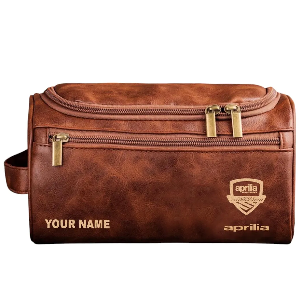 Aprilia Ledertasche, Personalisierte Kulturtasche - Rotbraun CAR44105072517