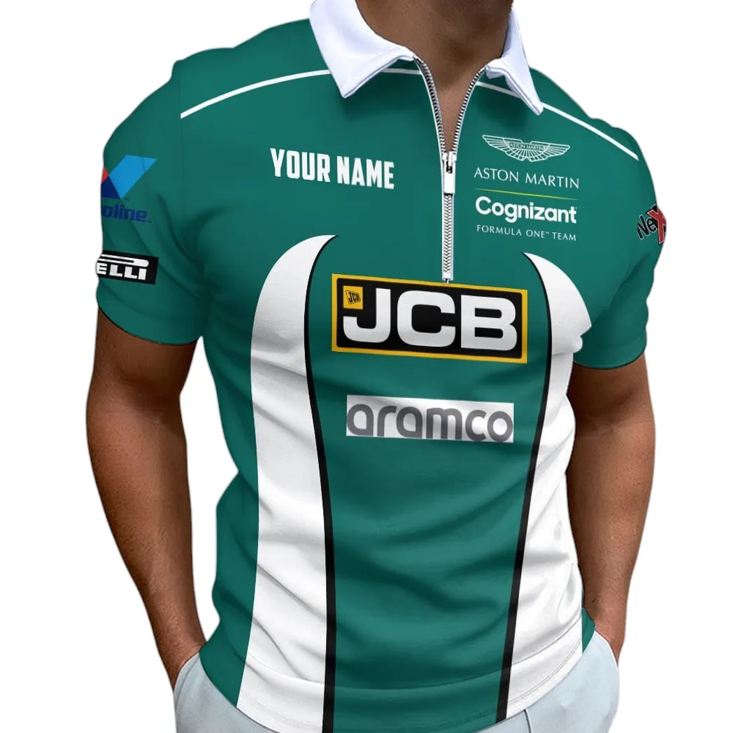 aston martin cognizant poloshirt mit reiverschluss all over print shirt aston martin cognizant car41204112501 webu4
