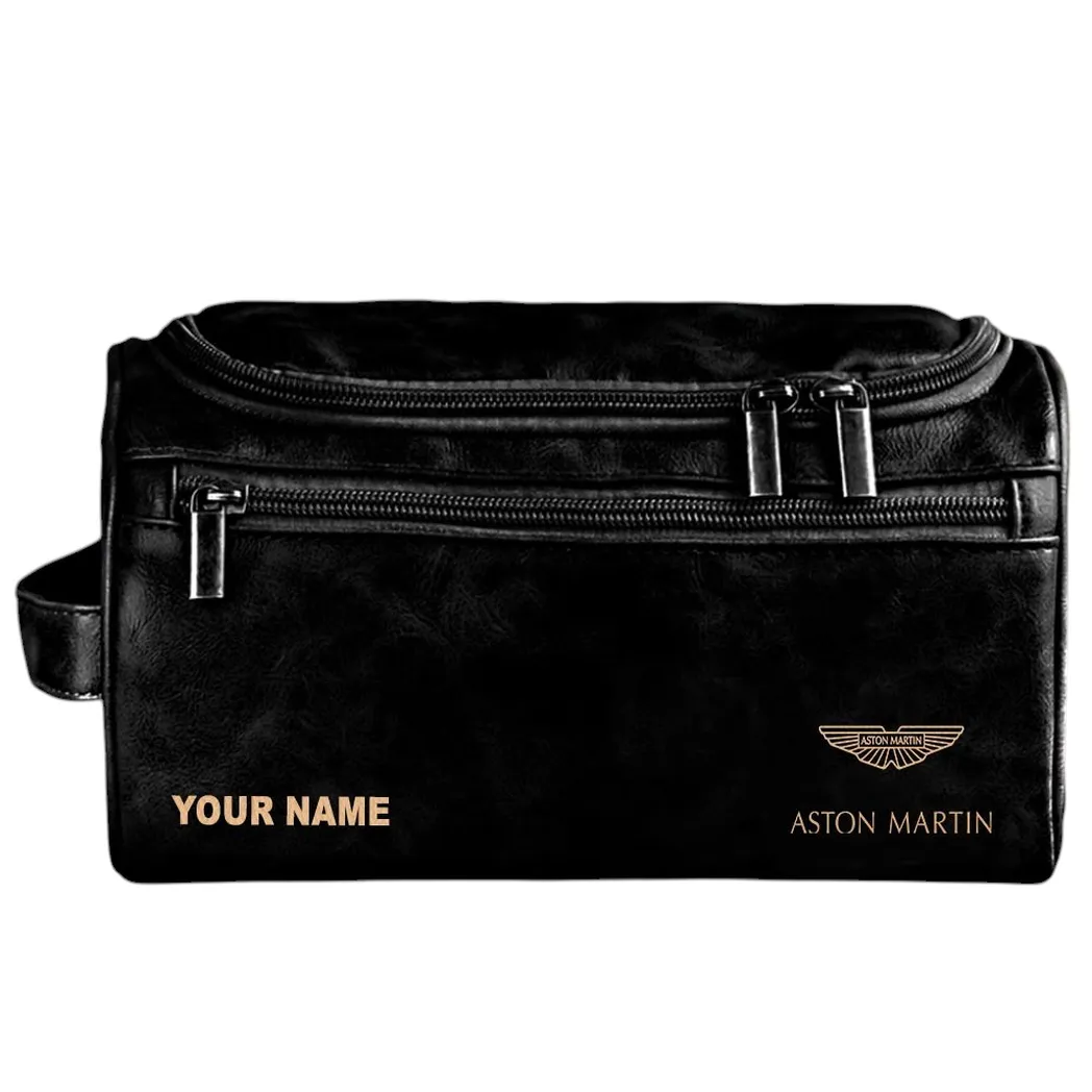 Aston Martin Ledertasche, Personalisierte Kulturtasche - Schwarz CAR44005072531