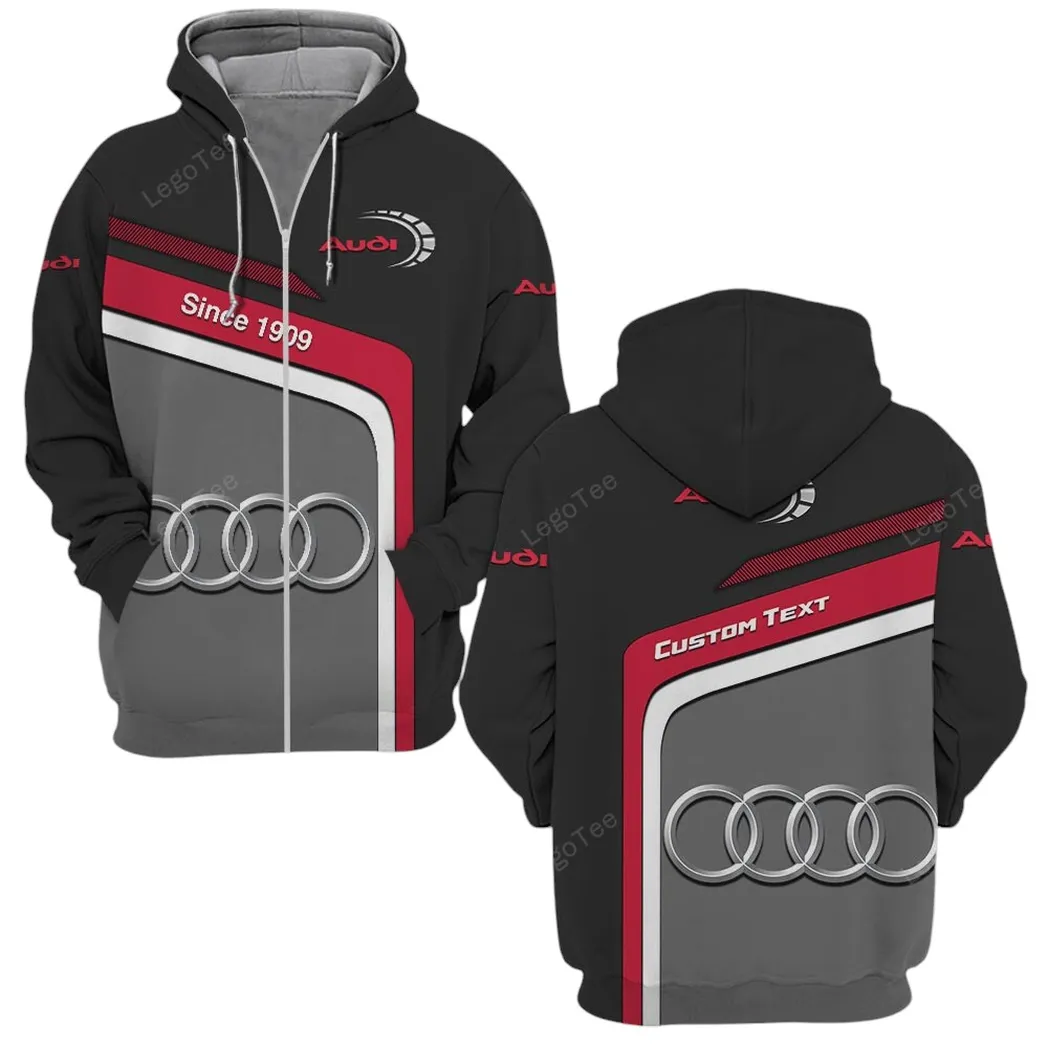Audi Hoodie mit reißverschluss, Allover-Druck Hoodie Audi Fan CAR11103032504