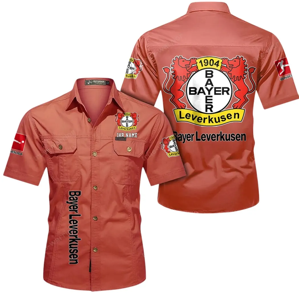 Bayer 04 Leverkusen Hemd mit kurzen Ärmeln, All-Over-Print Kurzarmhemd BDE11052625264 - Rot