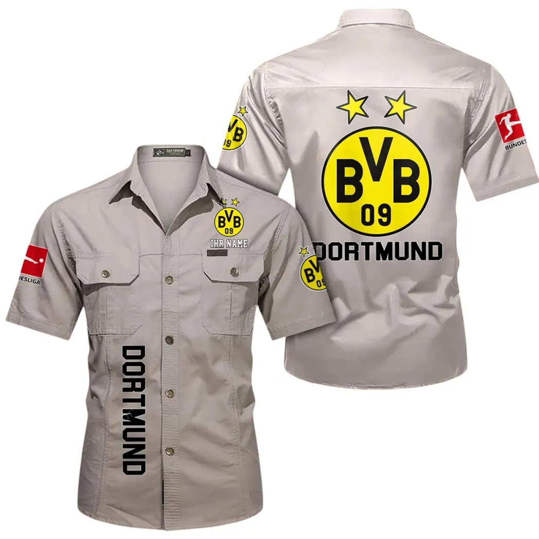 Borussia Dortmund Hemd mit kurzen Ärmeln, All-Over-Print Kurzarmhemd BDE11052625275 - Beige